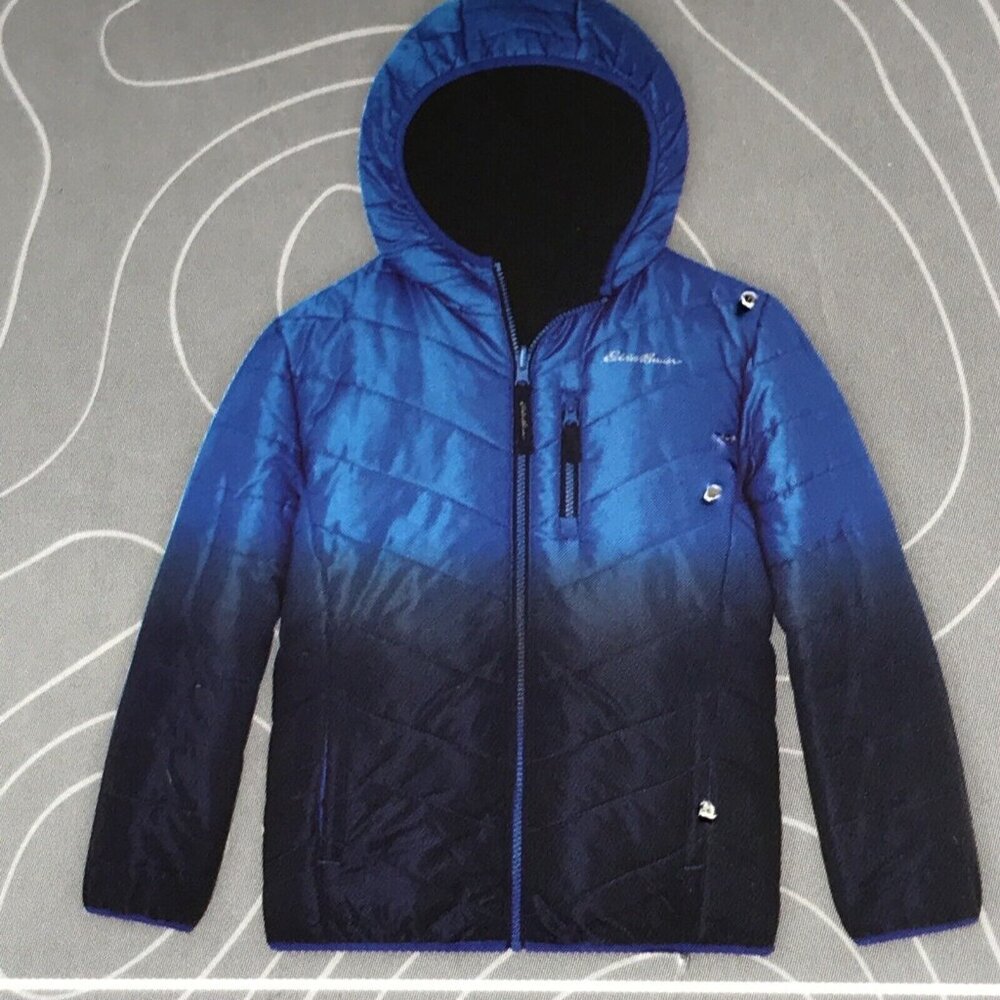 GENUINE Eddie Bauer Kids Boys Youth Reversible Deer Harbor Jacket M (10-12)